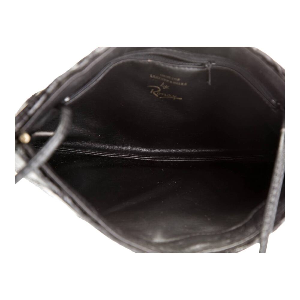 VINTAGE Edina Ronay Snakeskin Clutch Black Crossbody Shoulder Strap Designer EUC - Picture 4 of 6